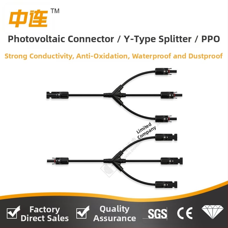 Y-typ MC4 konektor so 4 pinm pre paralelné aj sériové zapojenie PV modulov (3 ku 1)