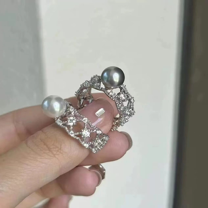 S925 srebrni prsten, prazna baza za DIY biserne nakit, kružna ravna baza 6-8 mm
