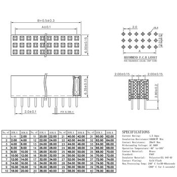 PCB pin header s rozstupom 2,54 mm, dvojradový, priame, plastové puzdro
