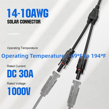 Y-typ MC4 solárny fotovoltický konektor, 1000V, 30A, 4-žilový plochý PV kábelový adaptér pre solárne panely
