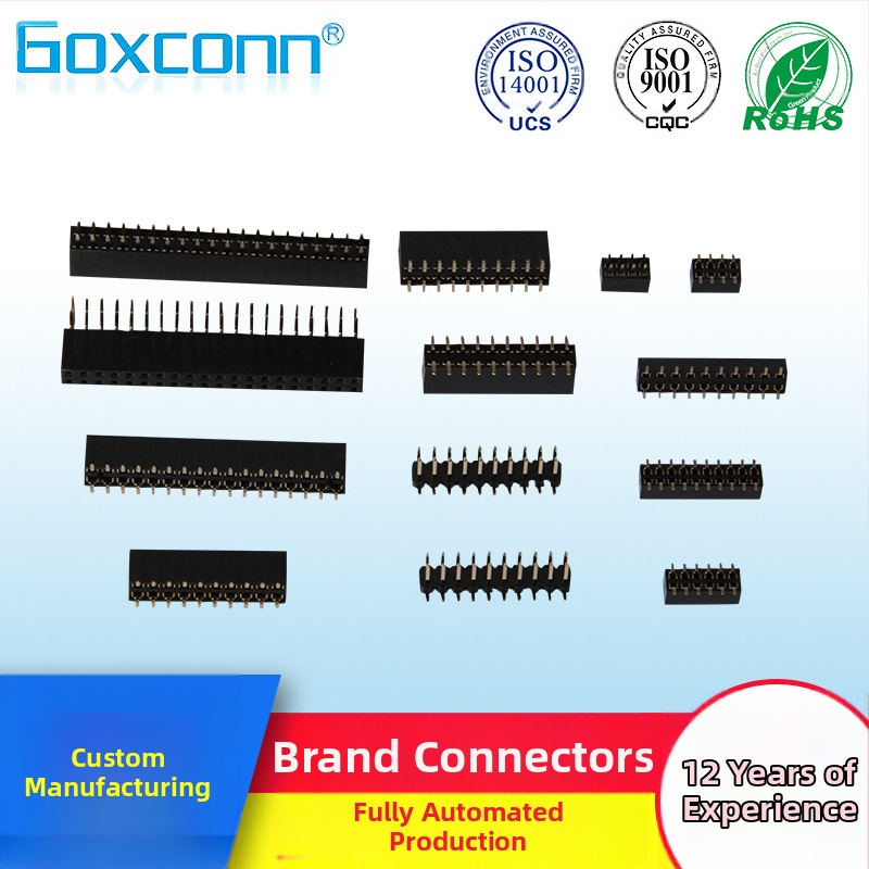 GOXCONN samica header, prispôsobený, rozteč 1.0/1.27/2.0/2.54 mm, SMT DIP, jednoriadkový a dvojradový, 2–40 pinov