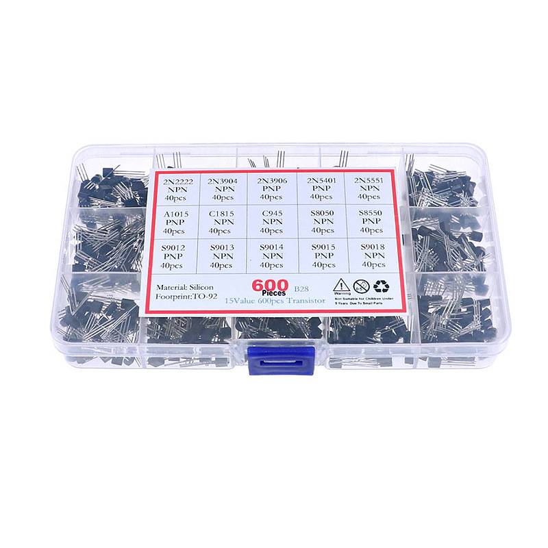 Luxury Century 600 TO-92 tranzistori set: 15 tipova, po 40 komada, u kutiji s 15 odjeljaka