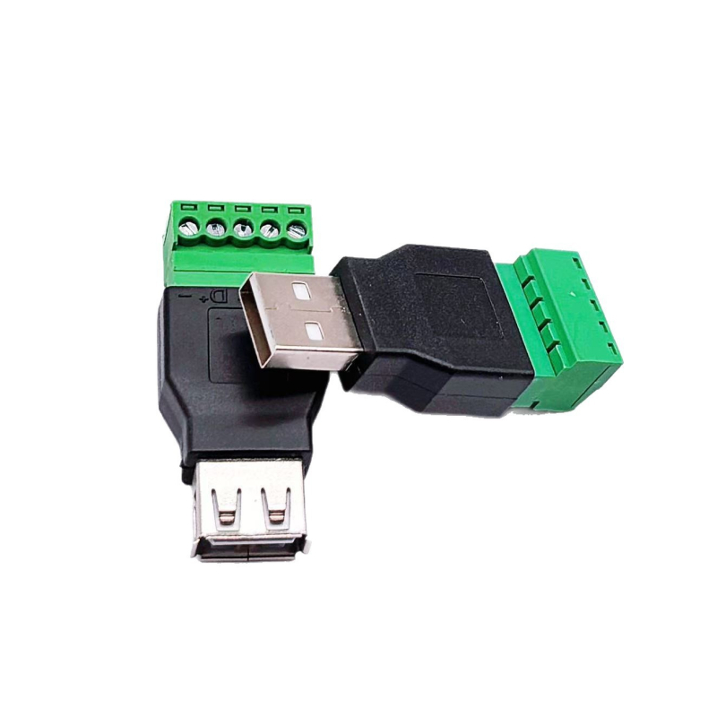 JT1284 Bez spájkovania USB-A samica pre 5-pólový terminál, zelený konektor