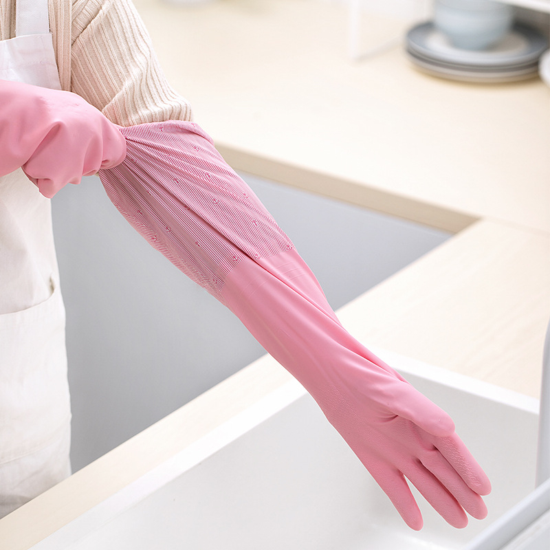 Camellia čistiace rukavice, kuchynské a domáce použitie, s fleecovou podšívkou, vodeodolné, hrubé PVC manžety, na jeseň a zimu