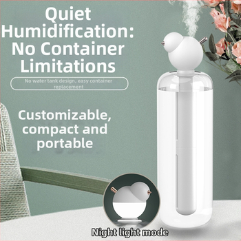 Nový kompaktný zvlhčovač do spálne s nočným svetlom, tichý hmly, mini zvlhčovač do auta