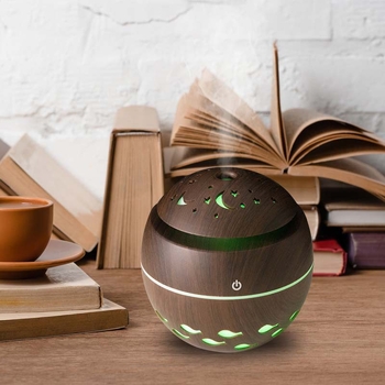 Kerek párásító fa textúrájú, USB-vel táplált aromadiffúzor, mini váza