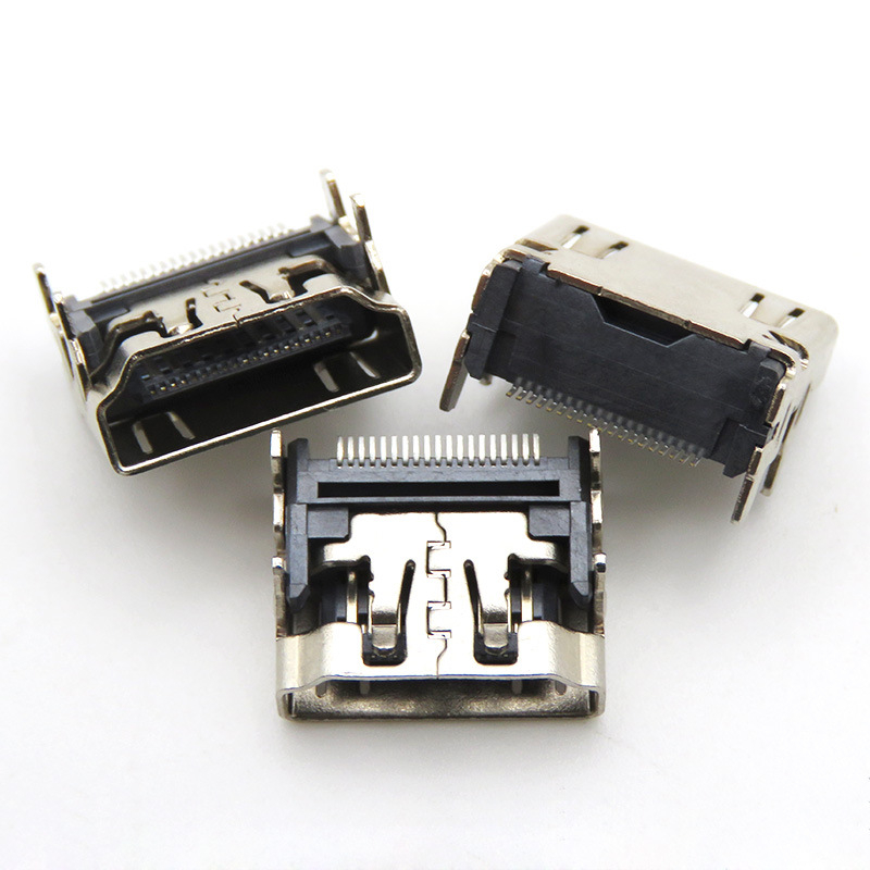 HDMI 19-pínový samica konektor, horizontálny SMT, krátke telo HDMI zásuvka pre video prenos