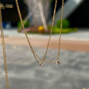 Srebro S925, pozlaćeno 14K zlatom, cirkon u postavi s četiri kandže, za žene, podesiva duljina 31–40 cm