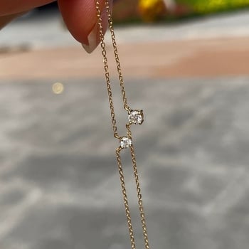 Srebro S925, pozlaćeno 14K zlatom, cirkon u postavi s četiri kandže, za žene, podesiva duljina 31–40 cm