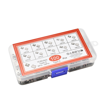100 ks Type-C USB ženský SMT konektor, priama montáž, USB 3.1, 6P/16P, 4-pin