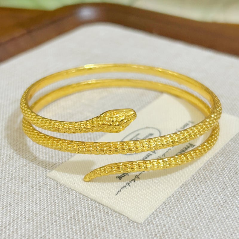 Otvorena zmijska narukvica od pijeskovog zlata, imitacija zlata, zodiakalni motiv, elegantan dodatak