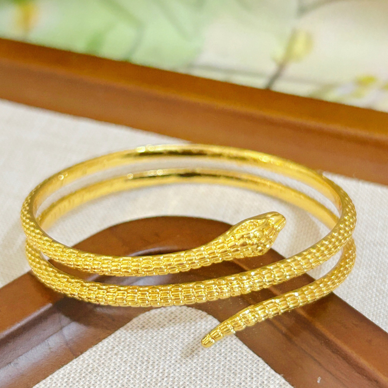 Otvorena zmijska narukvica od pijeskovog zlata, imitacija zlata, zodiakalni motiv, elegantan dodatak