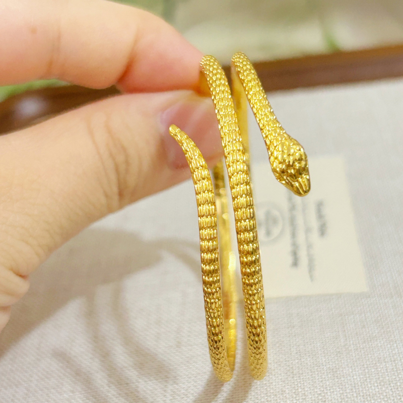 Otvorena zmijska narukvica od pijeskovog zlata, imitacija zlata, zodiakalni motiv, elegantan dodatak