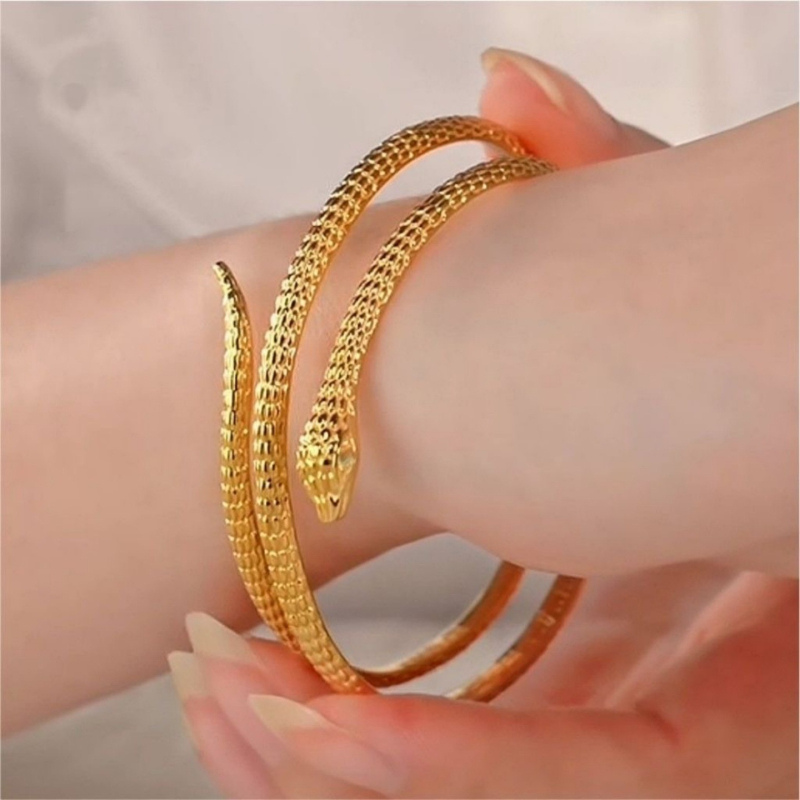 Otvorena zmijska narukvica od pijeskovog zlata, imitacija zlata, zodiakalni motiv, elegantan dodatak