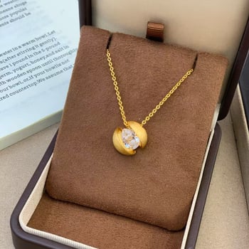 Ogrlica s 24K pozlatom, cirkon plutajući planet, za žene, elegantan luksuz, nišni dizajn