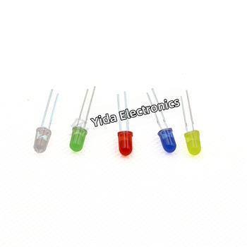 100 kusov LED guličiek 5 mm, 5 farieb v zmiešanom balení (červená, zelená, žltá, modrá, biela)