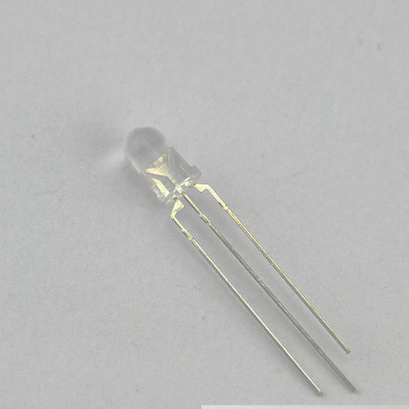 F3 crveno-zelena dvobojna LED s zajedničkim anodom, F5 crveno-plava dvobojna LED s zajedničkim katodom, 3 mm dvobojna LED zrno