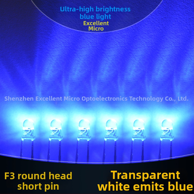 Plug-in LED zrno s okruglom glavom, visoka svjetlina, 3 mm LED, F3, bijela, plava, crvena, zelena
