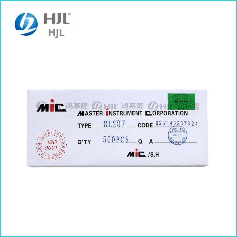 MIC usmerňovacia dióda s ultra rýchlym zotavením RL207 FR207 FR107, DO-15, 2A, 1000V