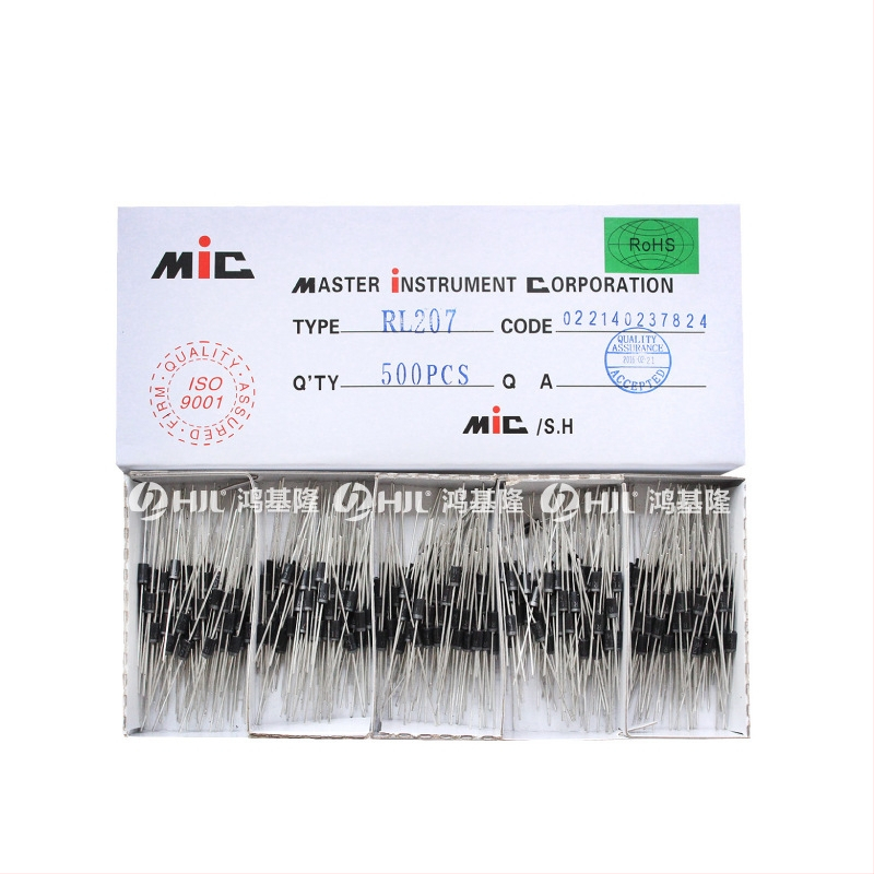 MIC usmerňovacia dióda s ultra rýchlym zotavením RL207 FR207 FR107, DO-15, 2A, 1000V