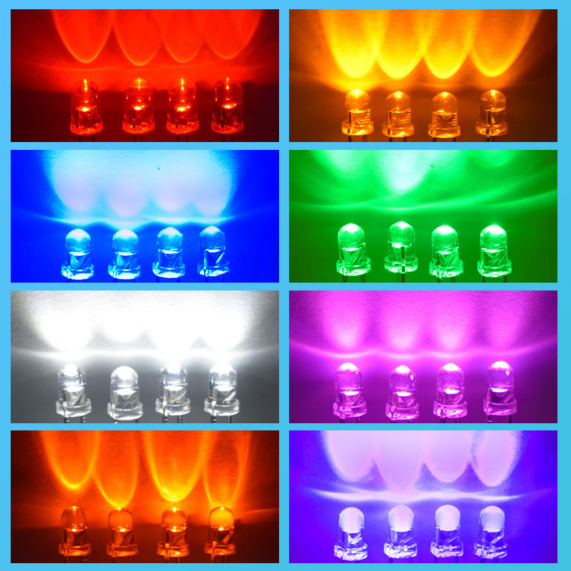 LED zrnce s izravnim priključivanjem, okrugla glava, ultra jasna LED F3 3 mm, boje: bijela, plava, crvena, zelena