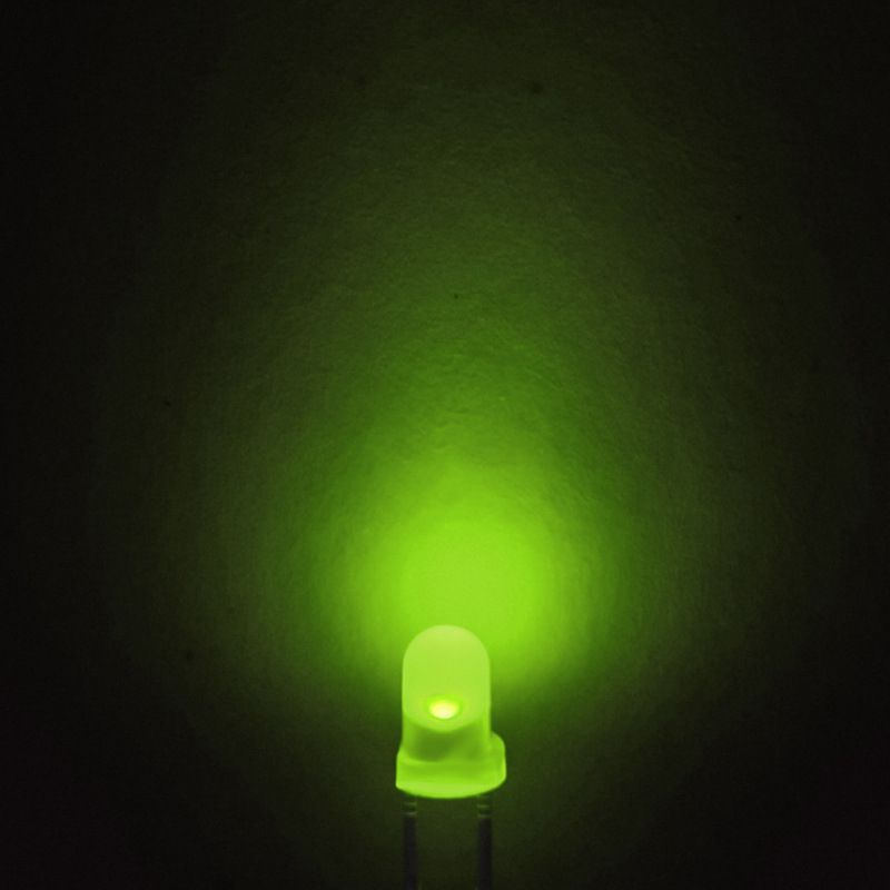 3 mm-es LED, egyenes csatlakozás, F3, sárga-zöld szín, gömbfejű LED gyöngy
