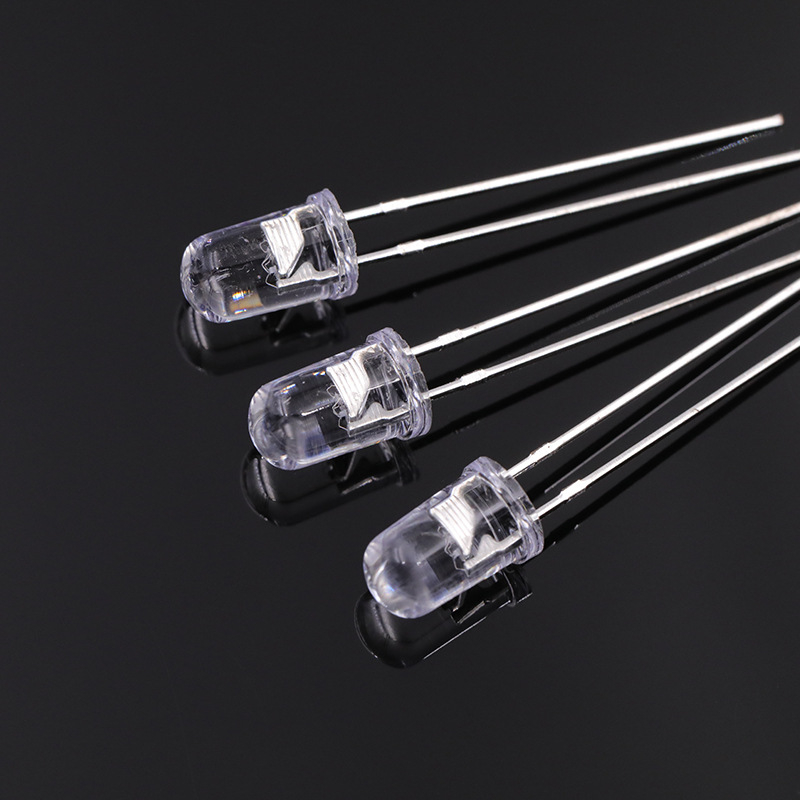 Haolaiguang 5 mm-es LED gyöngyök, átlátszó, kerek fejű, hosszú lábú, piros-kék dupla villanás, piros-zöld ciklus