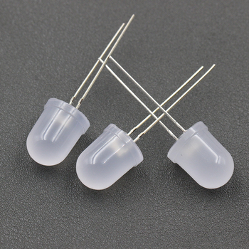 F10 10 mm kerek fejű ködös hatású LED gyöngyök egyenes beépítéshez, meleg fehér, piros, zöld, sárga és fehér fény