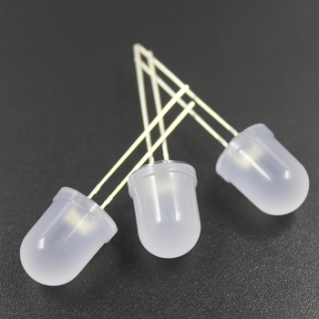 F10 10 mm kerek fejű ködös hatású LED gyöngyök egyenes beépítéshez, meleg fehér, piros, zöld, sárga és fehér fény