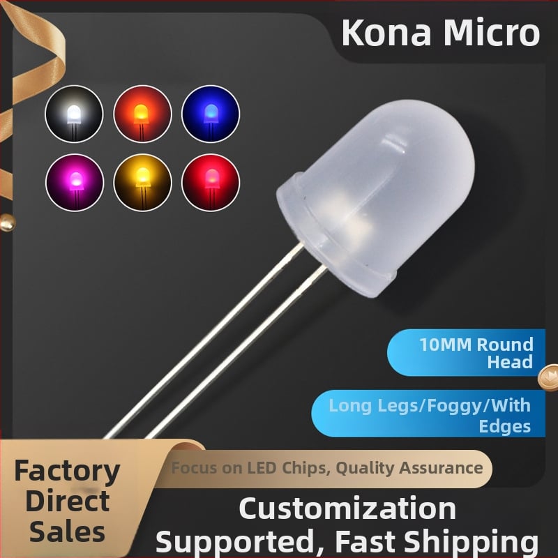 F10 10 mm kerek fejű ködös hatású LED gyöngyök egyenes beépítéshez, meleg fehér, piros, zöld, sárga és fehér fény
