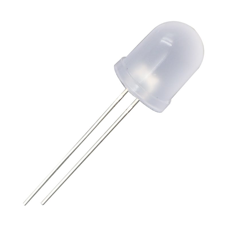 F10 10 mm kerek fejű ködös hatású LED gyöngyök egyenes beépítéshez, meleg fehér, piros, zöld, sárga és fehér fény