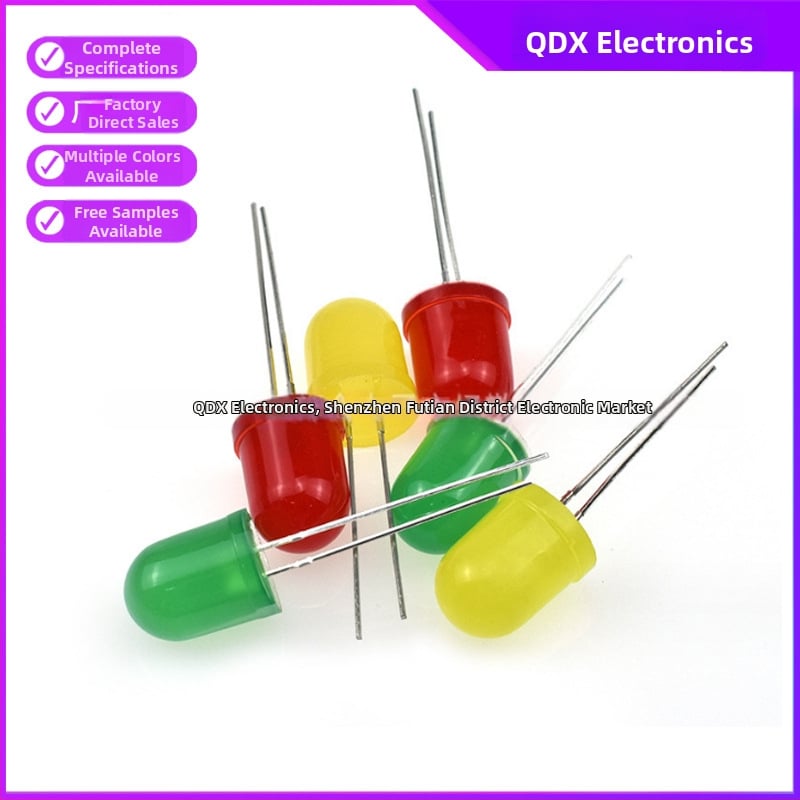 10 mm indikátorové LED, červená/zelená/žltá/modrá, 3V