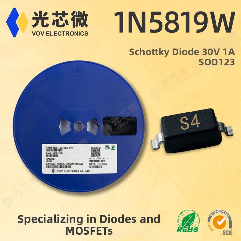 1N5819W Schottky dióda, balenie SOD-123, 350 mA, 40 V, B5819W