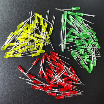 F3 piros LED jelzőfény, magas fejű, 3×10 mm, lyukon át szerelés