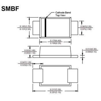 S2MBF SMBF balíček 2A 1000V vysoké napätie, SMD usmerňovacia dióda