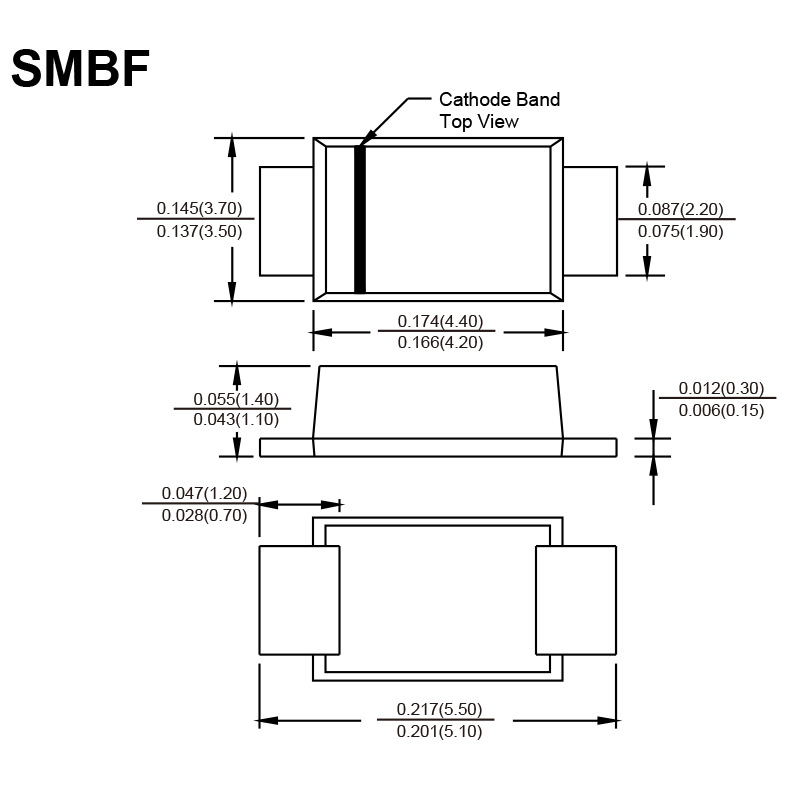 S2MBF SMBF balíček 2A 1000V vysoké napätie, SMD usmerňovacia dióda