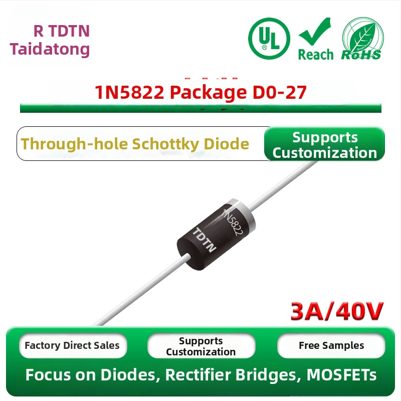 1N5822 Schottky dióda, DO-27/DO-201AD púzdro, 3 A, 40 V