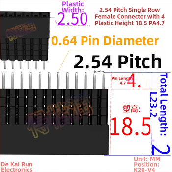 PC104 priemyselnej kvality jednoradový ženský konektor, 1×40 kontaktov, rozstup kontaktov 4,7 mm, celková dĺžka 23,2 mm, plastový izolátor, výška izolátora 18,5 mm