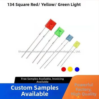 134 štvorcový LED zrniečko, rozmery 1×3×4 mm, modrá dióda s viacfarebným indikátorom (modrá, červená, žltá, zelená), priame zapojenie