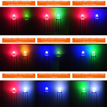 5mm dvojfarebné LED guličky, červeno-zelené, priehľadný kryt, spoločný anód a spoločný katód, priame zapojenie