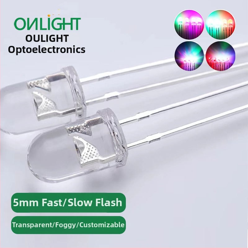 5 mm priesvitné RGB LED korálky s rýchlym a pomalým blikaním, priame zapojenie, červená, modrá, zelená
