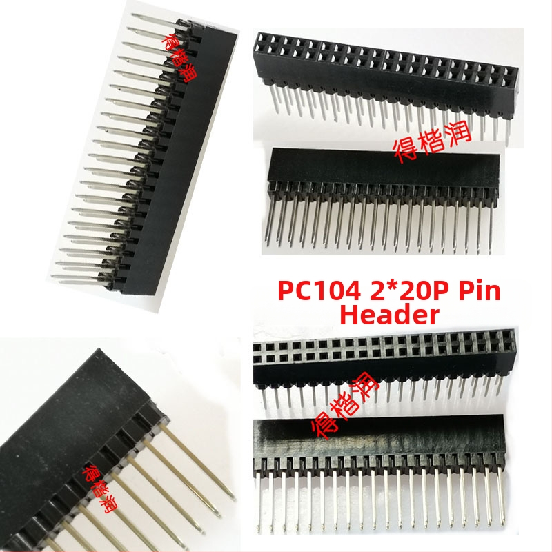 PC104 2x20-pínová samica, dvojradová zásuvka, 2,54 mm rozteč, predĺžené piny, dĺžka pinu 12,2 mm, výška plastu 8,3 mm