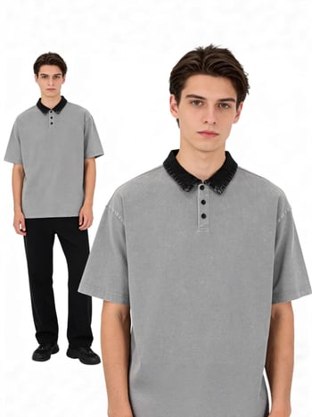 Polo pentru bărbați cu croială lejeră, blocuri de culoare, mâneci scurte, bumbac, stil retro american.