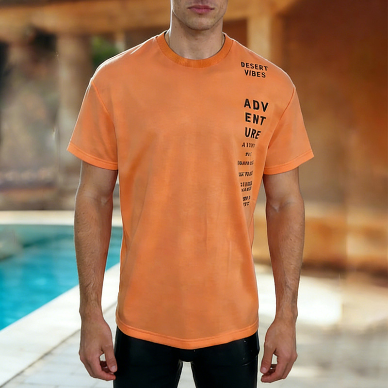 2026 proljeće-ljeto muška majica s okruglim izrezom, kratkih rukava, natpisom slovima, prozračan sportsko-ležerni top