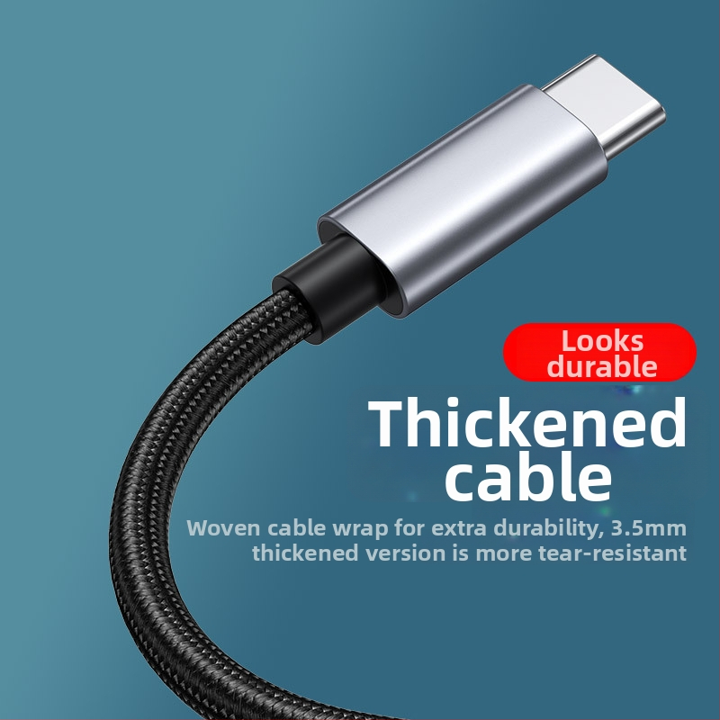 Digitálny audio kábel Type-C na 3,5 mm pre automobilové reproduktory, slúchadlá, telefón a notebook