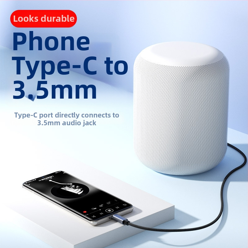 Digitálny audio kábel Type-C na 3,5 mm pre automobilové reproduktory, slúchadlá, telefón a notebook