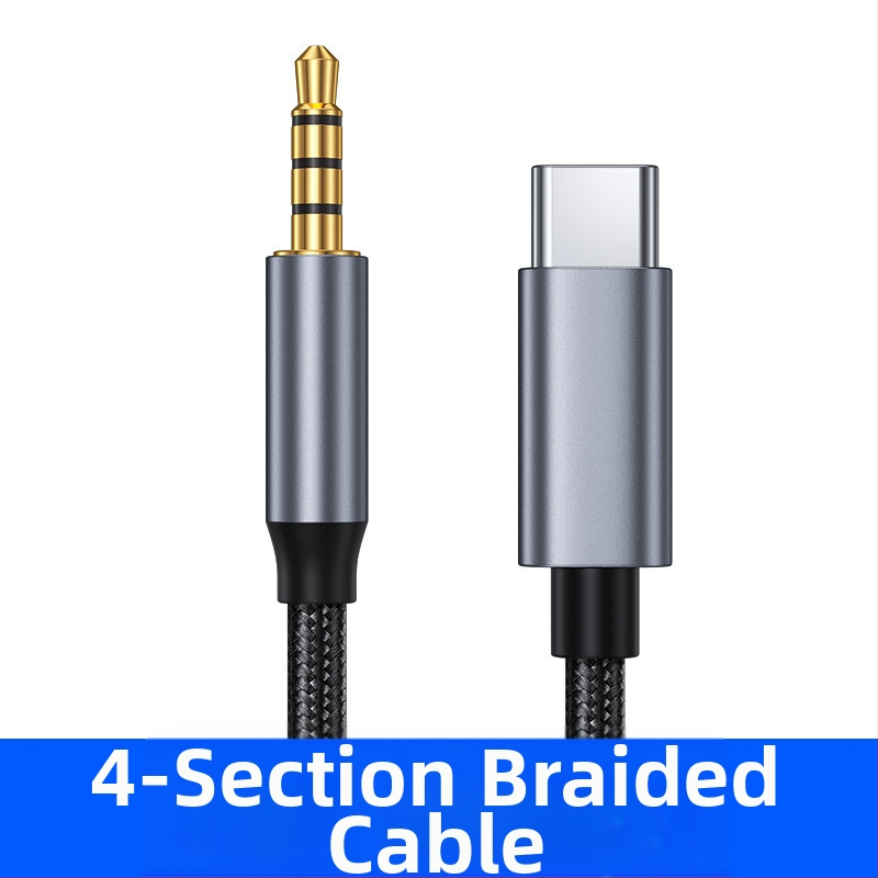 Digitálny audio kábel Type-C na 3,5 mm pre automobilové reproduktory, slúchadlá, telefón a notebook