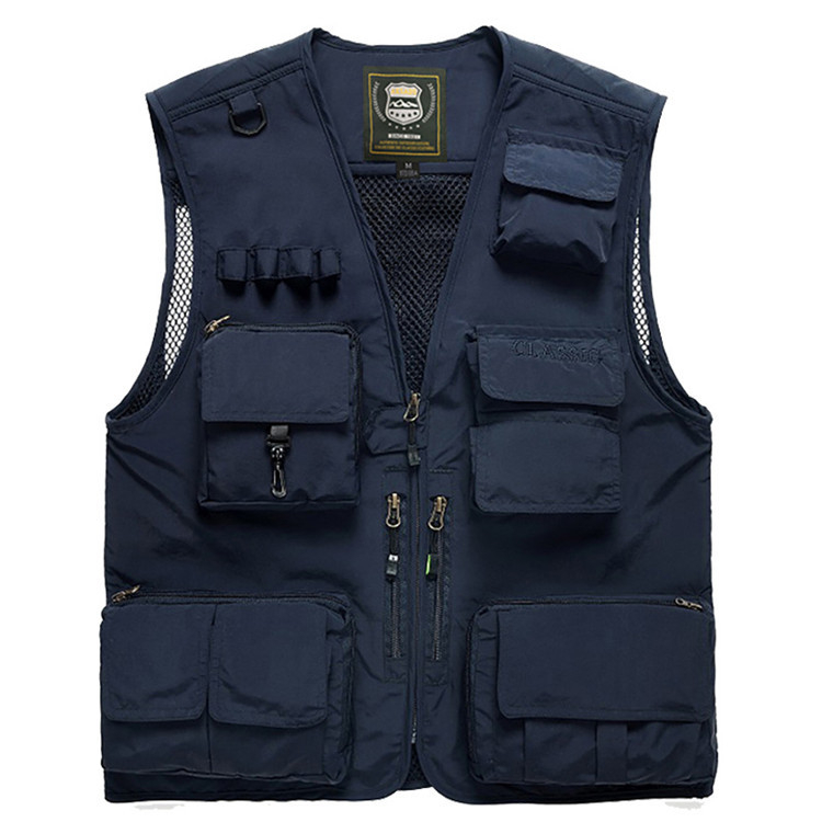 Vesta de lucru pentru exterior, bărbați, cu multe buzunare, uscare rapidă, stil casual