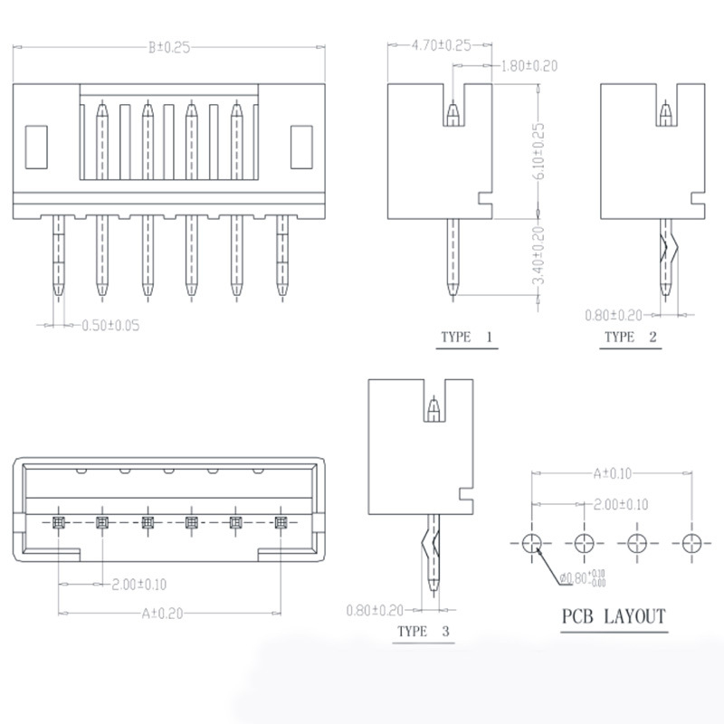 PH-3A rovný pin header, krok 2,0 mm, PH2.0-3P, 3-pínový konektor