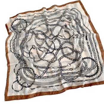 Женски шал с верига в стил Old Money, 70×70 cm, Velvet полиестер, пролет 2026, универсален за градски стил